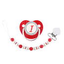 Red Pacifier Newborn Dummy Luxury Pearls Clip Chain Set Letters Infant Soother Baby Shower Gift Silicone Toddler Teether