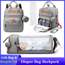 3-in-1 Waterproof Diaper Bag Backpack with Foldable Baby Bed & USB Charging – 3 Styles