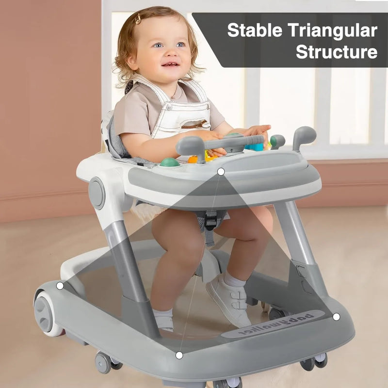 2-in-1 Foldable Baby Walker with Removable Tray & Music (No Battery)
