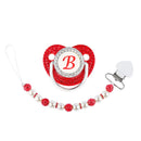 Red Pacifier Newborn Dummy Luxury Pearls Clip Chain Set Letters Infant Soother Baby Shower Gift Silicone Toddler Teether