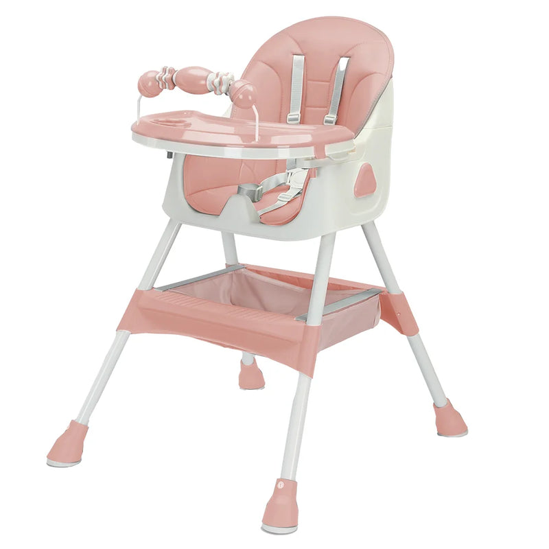 Foldable Baby High Chair 6+ Months, Antislip Pad & Toy Rack, Easy-Clean, E500