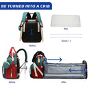 3-in-1 Waterproof Diaper Bag Backpack with Foldable Baby Bed & USB Charging – 3 Styles