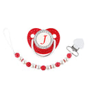 Red Pacifier Newborn Dummy Luxury Pearls Clip Chain Set Letters Infant Soother Baby Shower Gift Silicone Toddler Teether