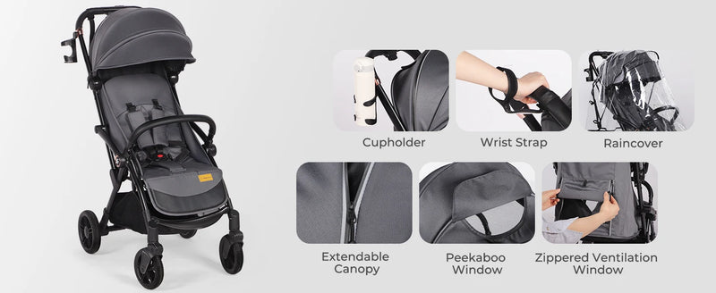 Baby Stroller for Toddlers up to 22KG – Compact, Lightweight, One-Hand Fold, UPF 50+ Canopy